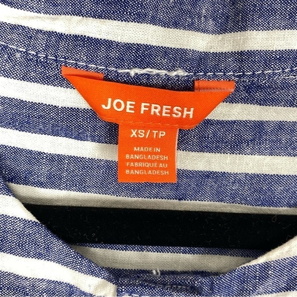 Joe Fresh Linen Blend Shirt Sz XS Long Line Button Up with Drawstring Waist - Picture 5 of 9